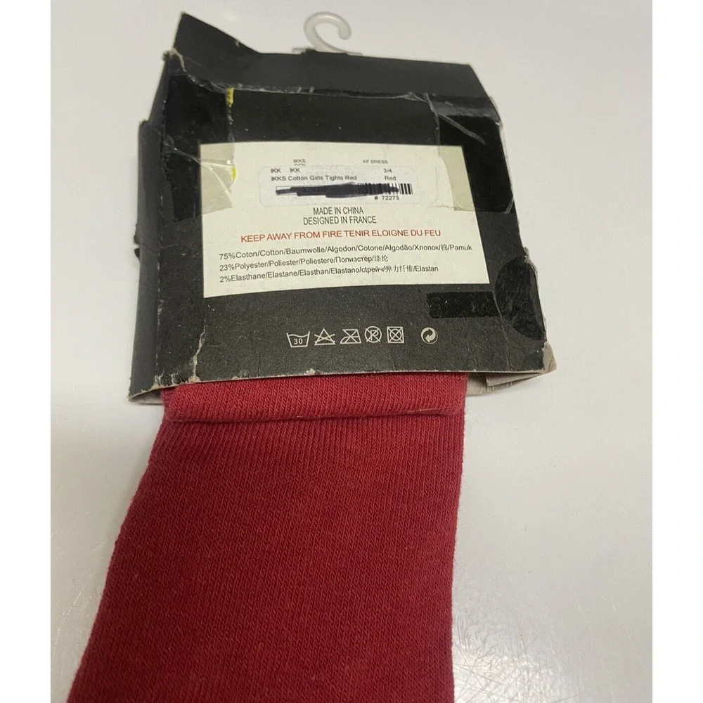 IKKS Girls‎ Tights Sz 23/26 18-24 Mo Brick Red Cotton Blend NEW